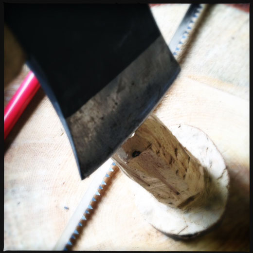 Use an axe to shape the handle